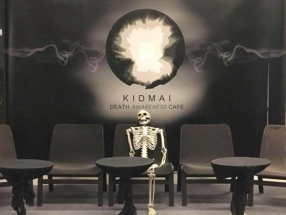 Kid-Mai Death Awareness Café The skeleton is the café's permanent mascot.